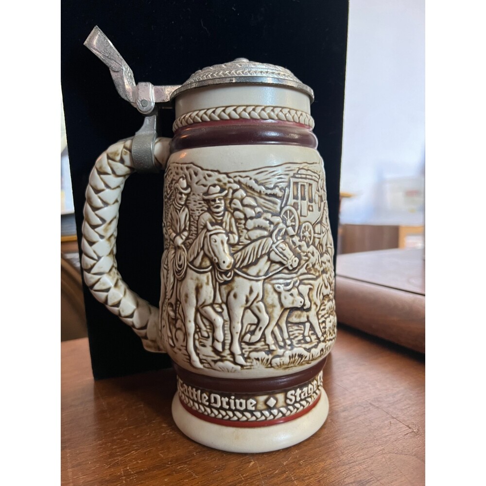 Avon Cattle Drive Lidded Stein 1980